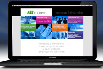 Sitio web Movere. Desarrollado en HTML, CSS y Flash.